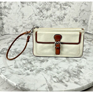 Coach Vintage Hampton Wristlet Wallet Clutch Ivory Chalk English Leather Brown
